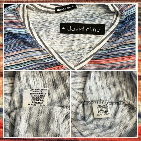 NWT David Cline V-Neck Short Sleeve T-Shirt Dress SZ Small Stripe $119 - Picture 10 of 14